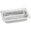 Fregadero de cocina de montaje superior de acero inoxidable de un tazón con tapa simple de 33x22 pulgadas con cuatro orificios